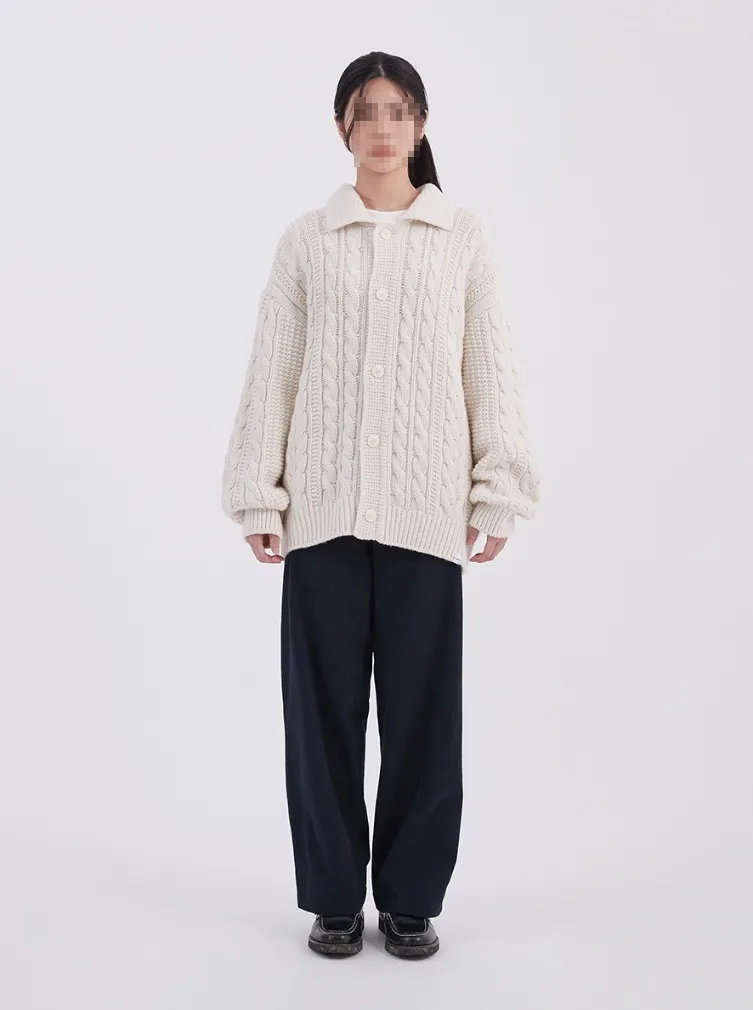 COVERNAT  |[COVERNAT]★ Lambswool Aran Cable Knit Cardigan