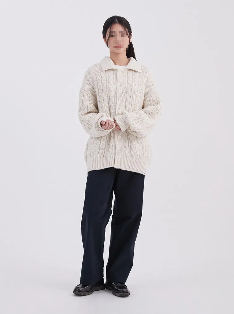 COVERNAT  |[COVERNAT]★ Lambswool Aran Cable Knit Cardigan