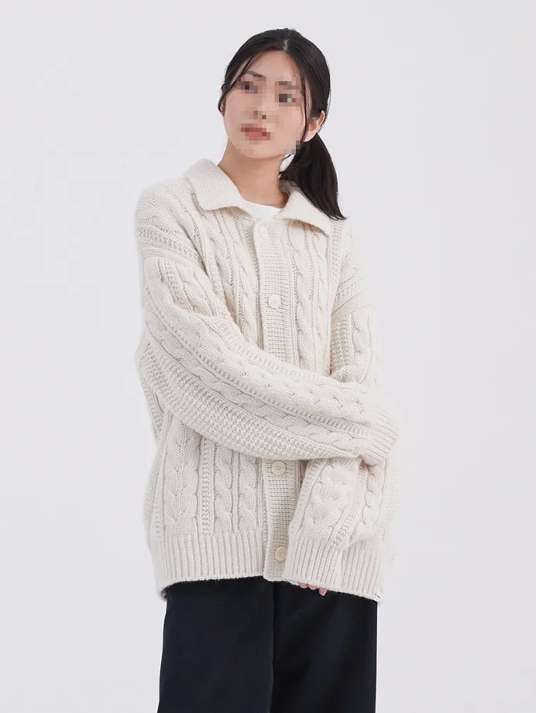 COVERNAT  |[COVERNAT]★ Lambswool Aran Cable Knit Cardigan