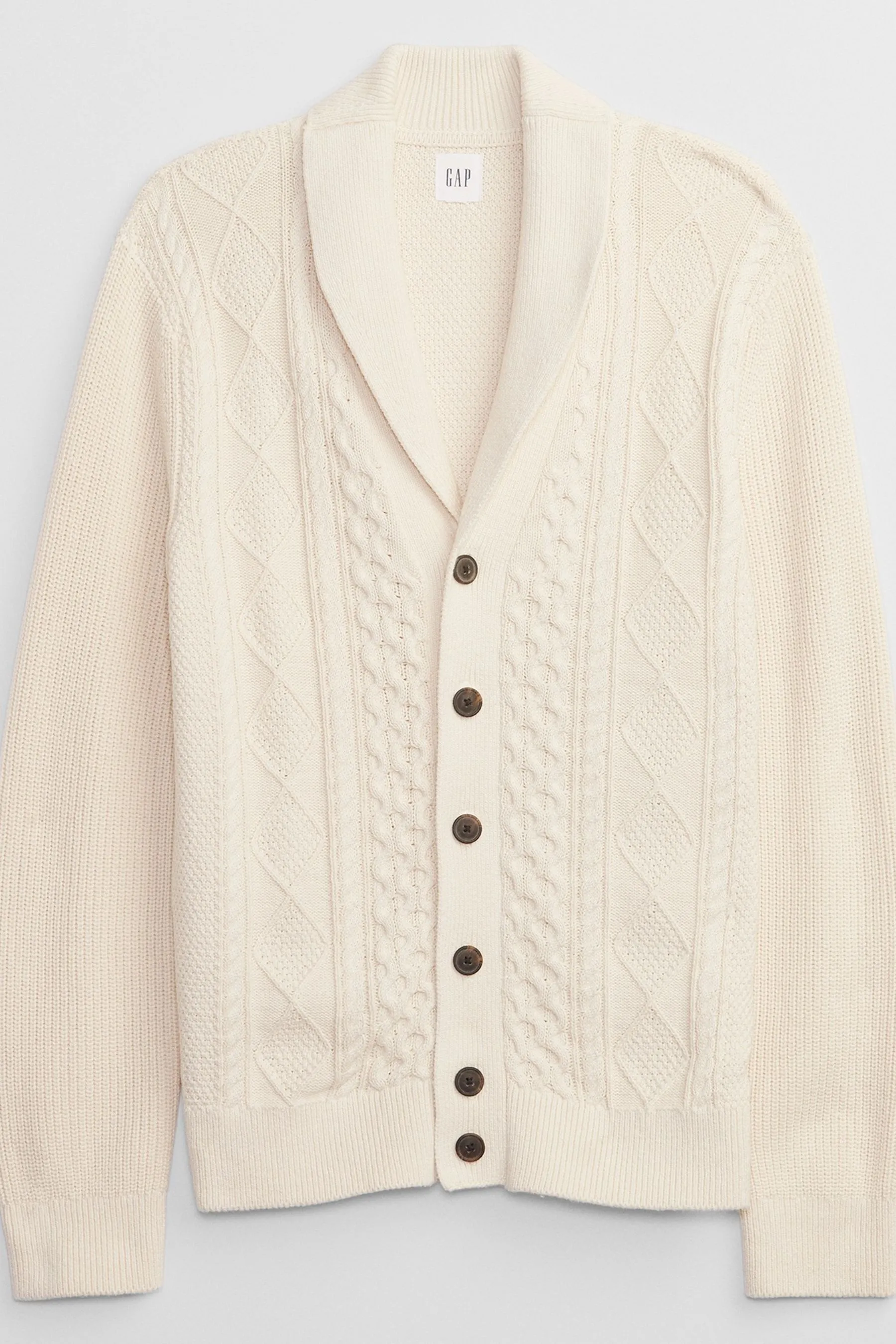 Cream Cable-Knit Cardigan