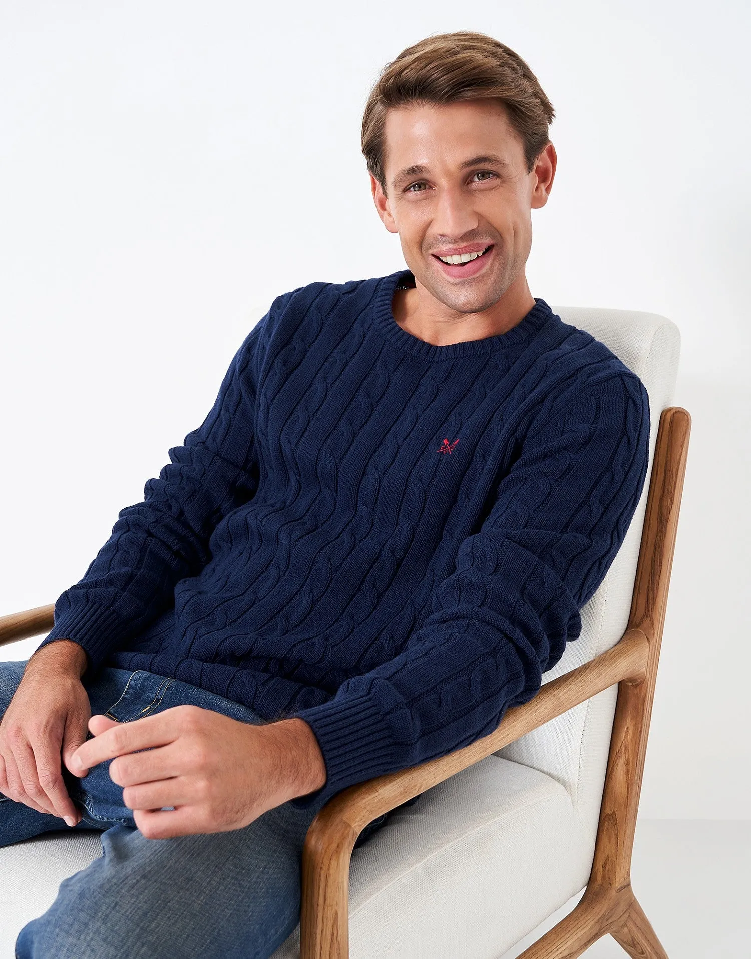 Crew Clothing Mens Cable Crew Jumper