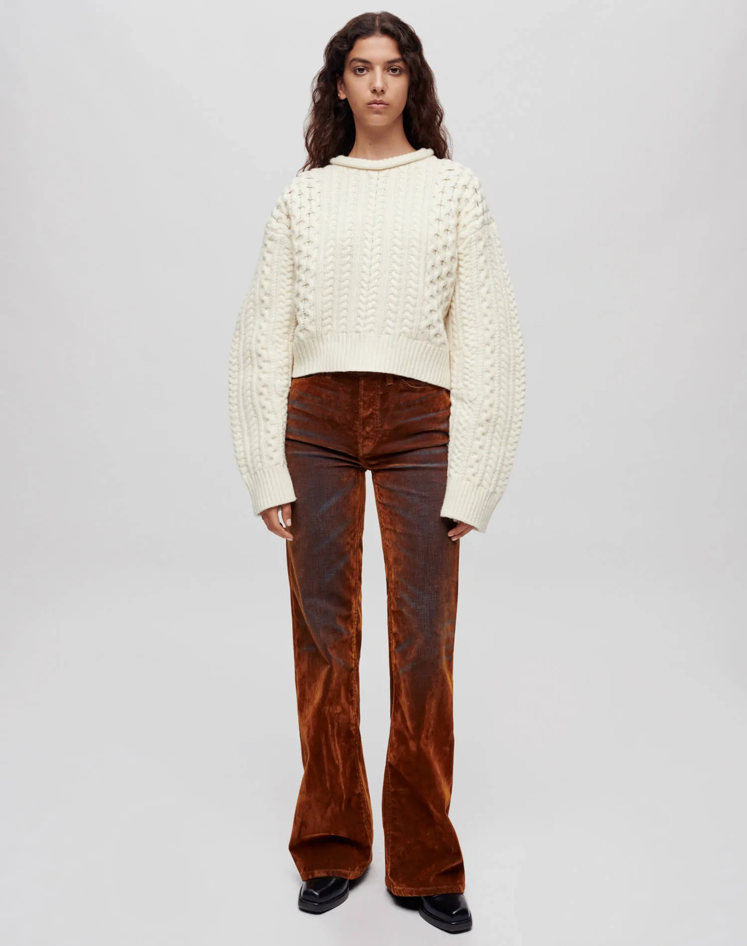 Crewneck Cable Knit Pullover - Ivory