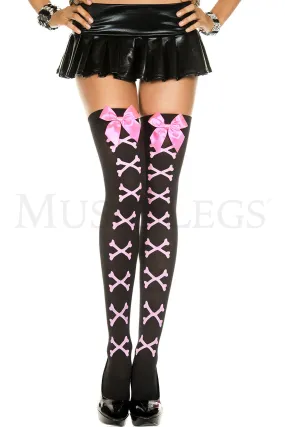 Crossbone & Pink Satin Bow Thig