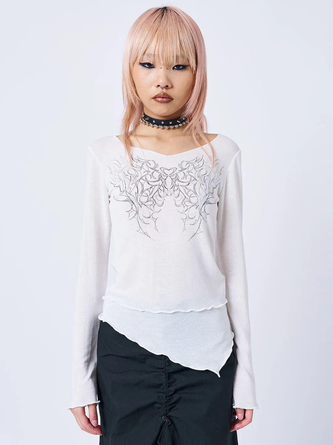 Cryptic Love White Asymmetric Top