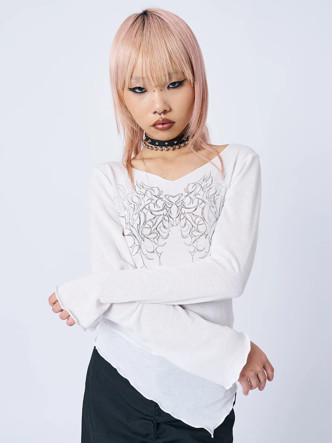 Cryptic Love White Asymmetric Top