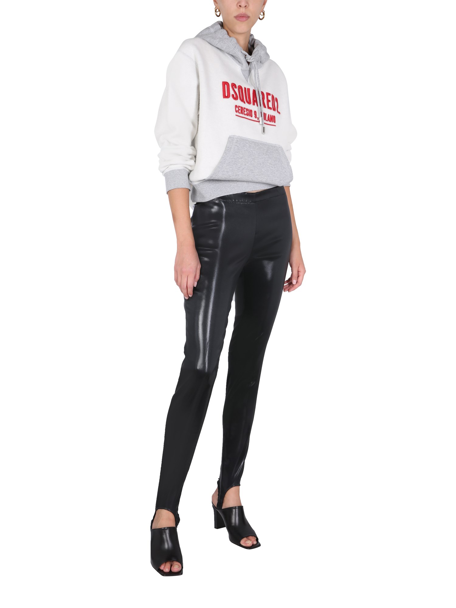 DSQUARED    SPORT TRACK COATED FABRIC LEGGINGS