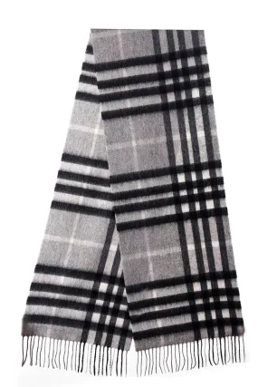 Edinburgh Cashmere Grey Check Lambswool Scarf