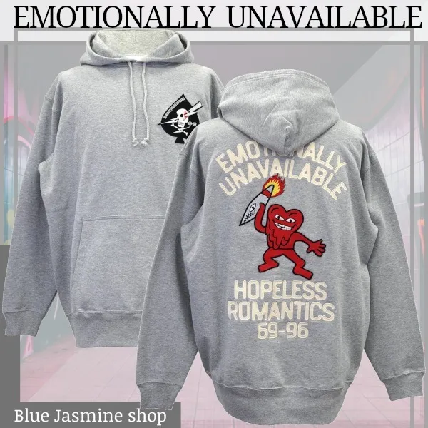 Emotionally Unavailable  |Pullovers Long Sleeves Plain Cotton Logo Hoodies