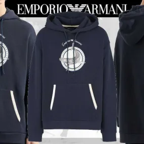 EMPORIO ARMANI  |Pullovers Street Style Long Sleeves Plain Hoodies