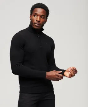 Essential Embroidered Knit Henley Jumper | Black