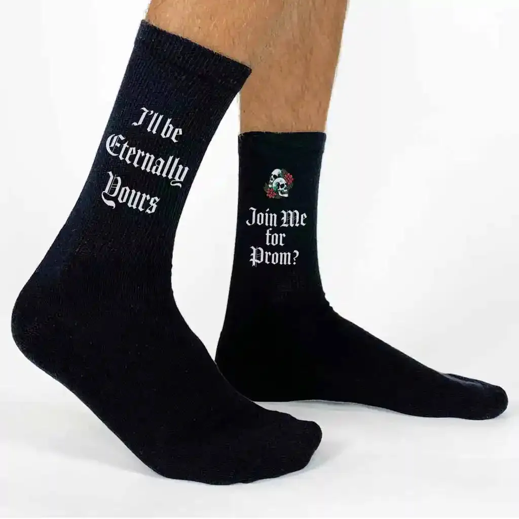 Eternally Yours Fun Promposal Socks with a Gothic Vibe