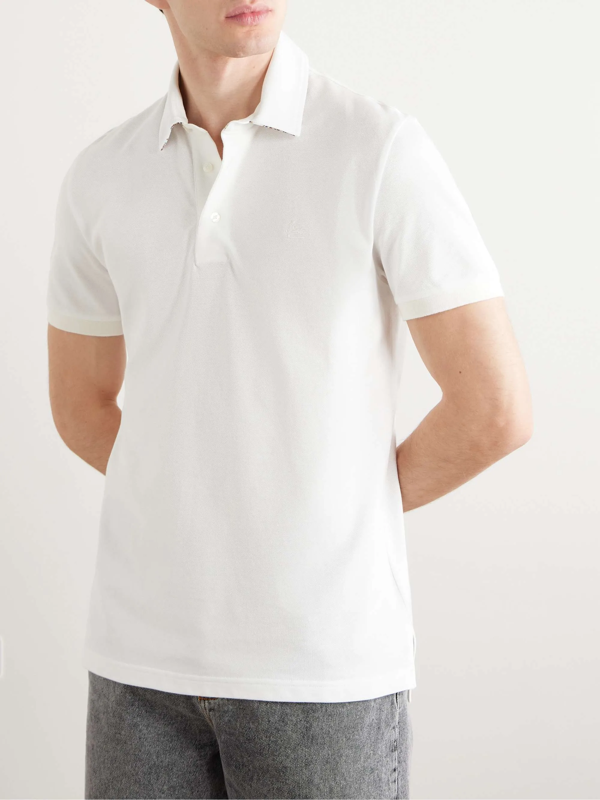 ETRO  |Pullovers Cotton Short Sleeves Logo Luxury Polos