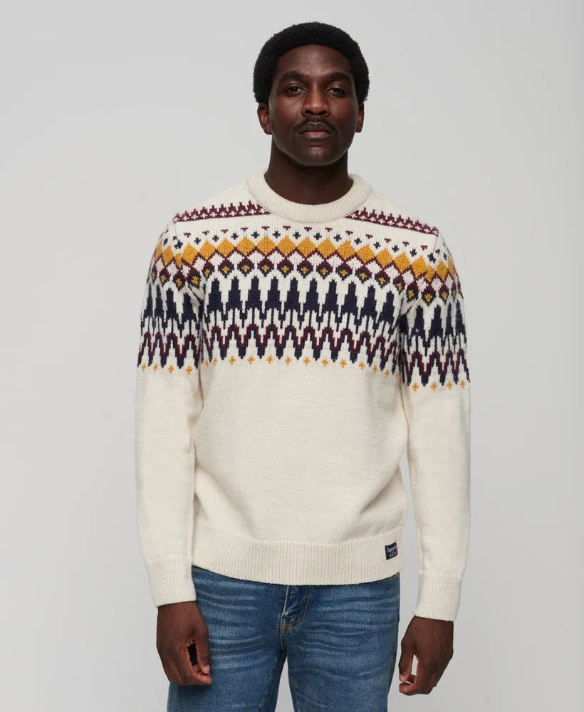 Fairisle Knit Crew Jumper | Ecru Multi