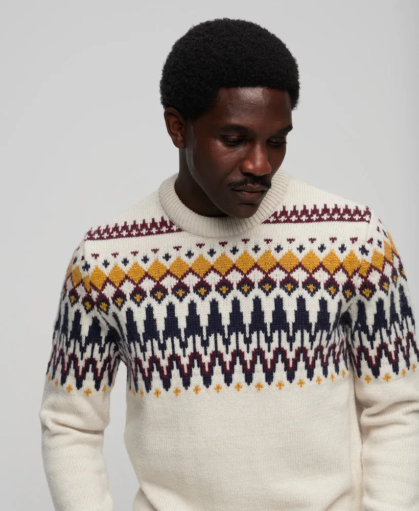 Fairisle Knit Crew Jumper | Ecru Multi