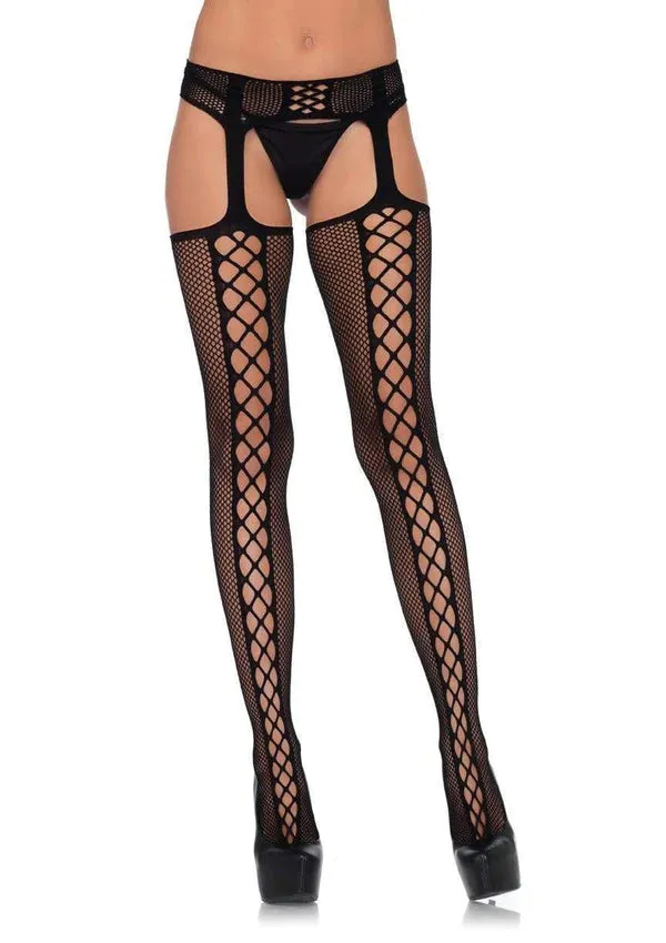 Faux Lace Up Dual Net Backseam