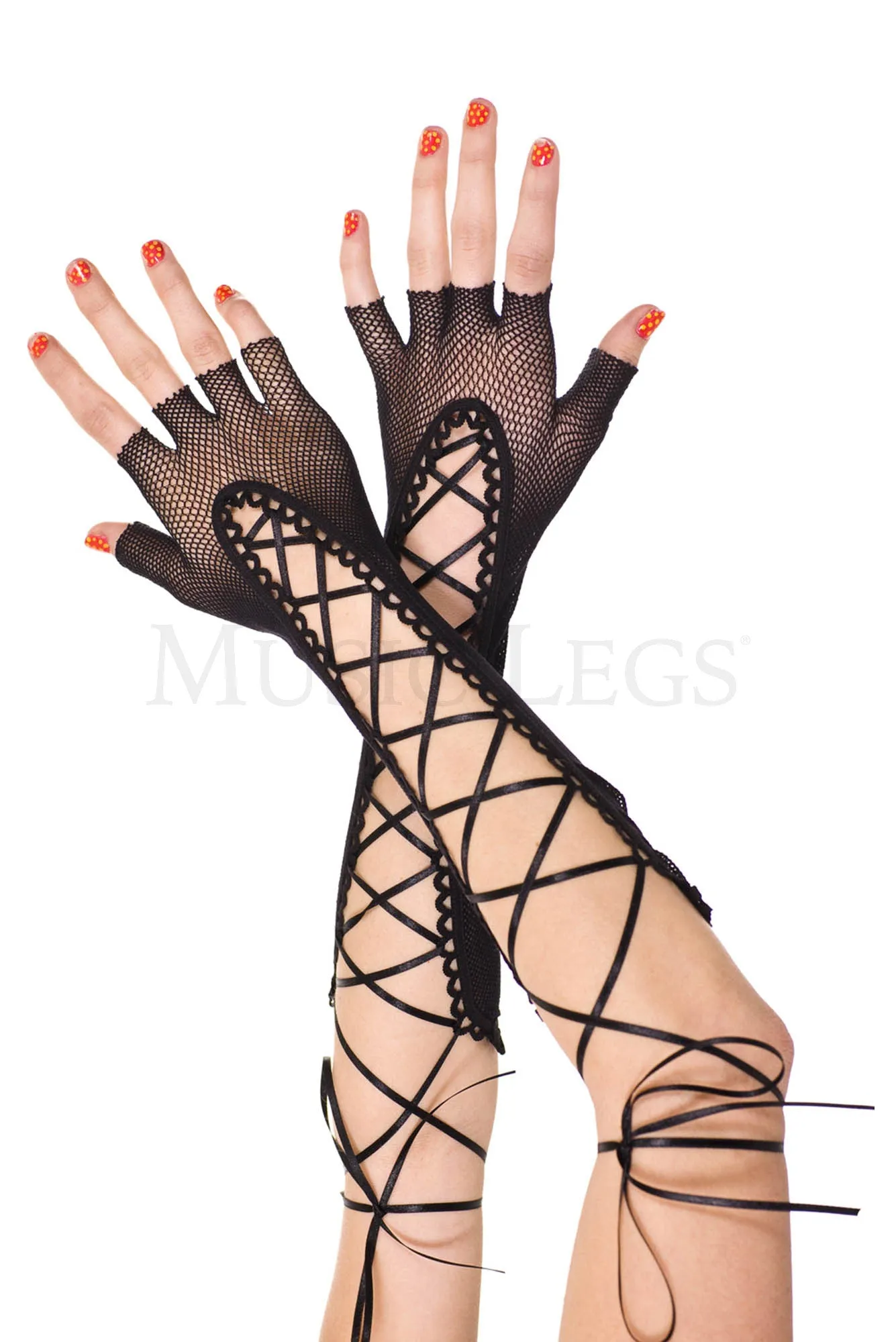 Fingerless Lace up net elbow