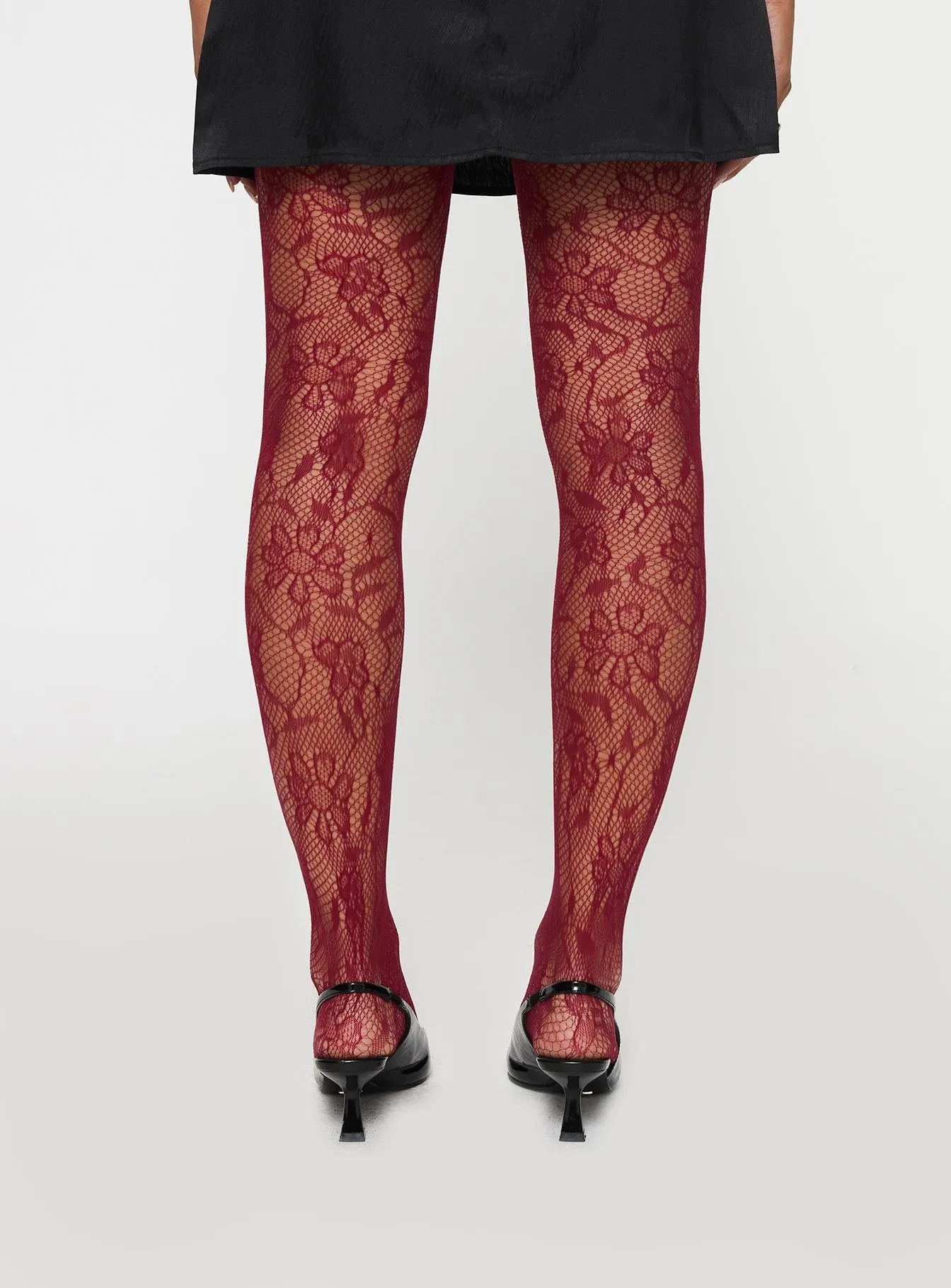 Fior Lace Stockings Red