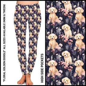 Floral Golden Doodle Full Length Leggings