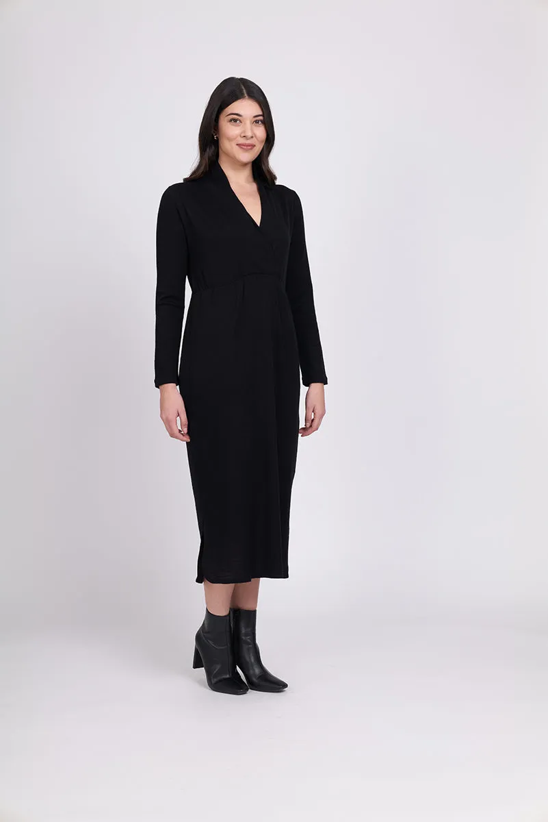 Foil - Wrap Me Up Merino Dress - Black