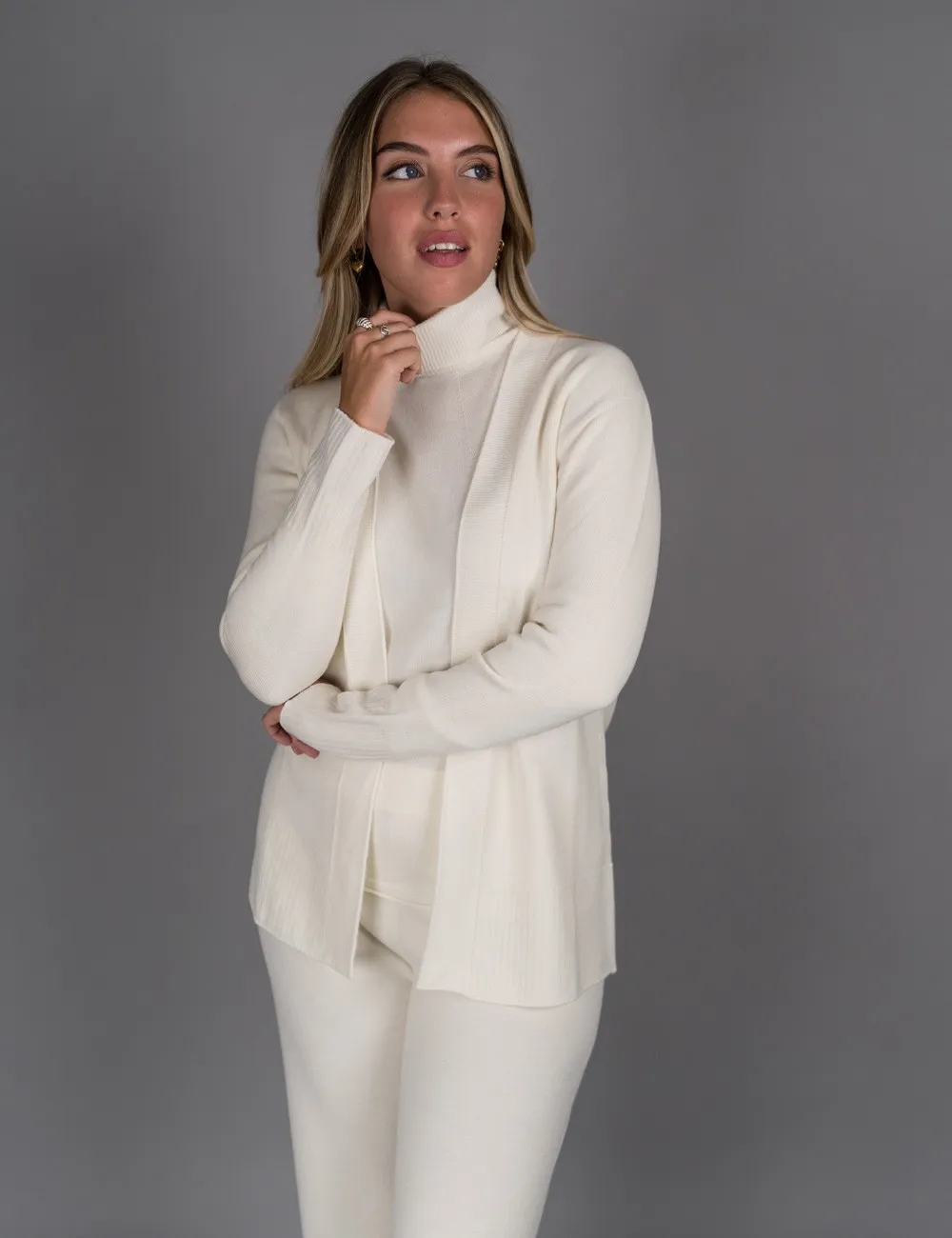 Frida Madè - Cardigan in pura lana bianco