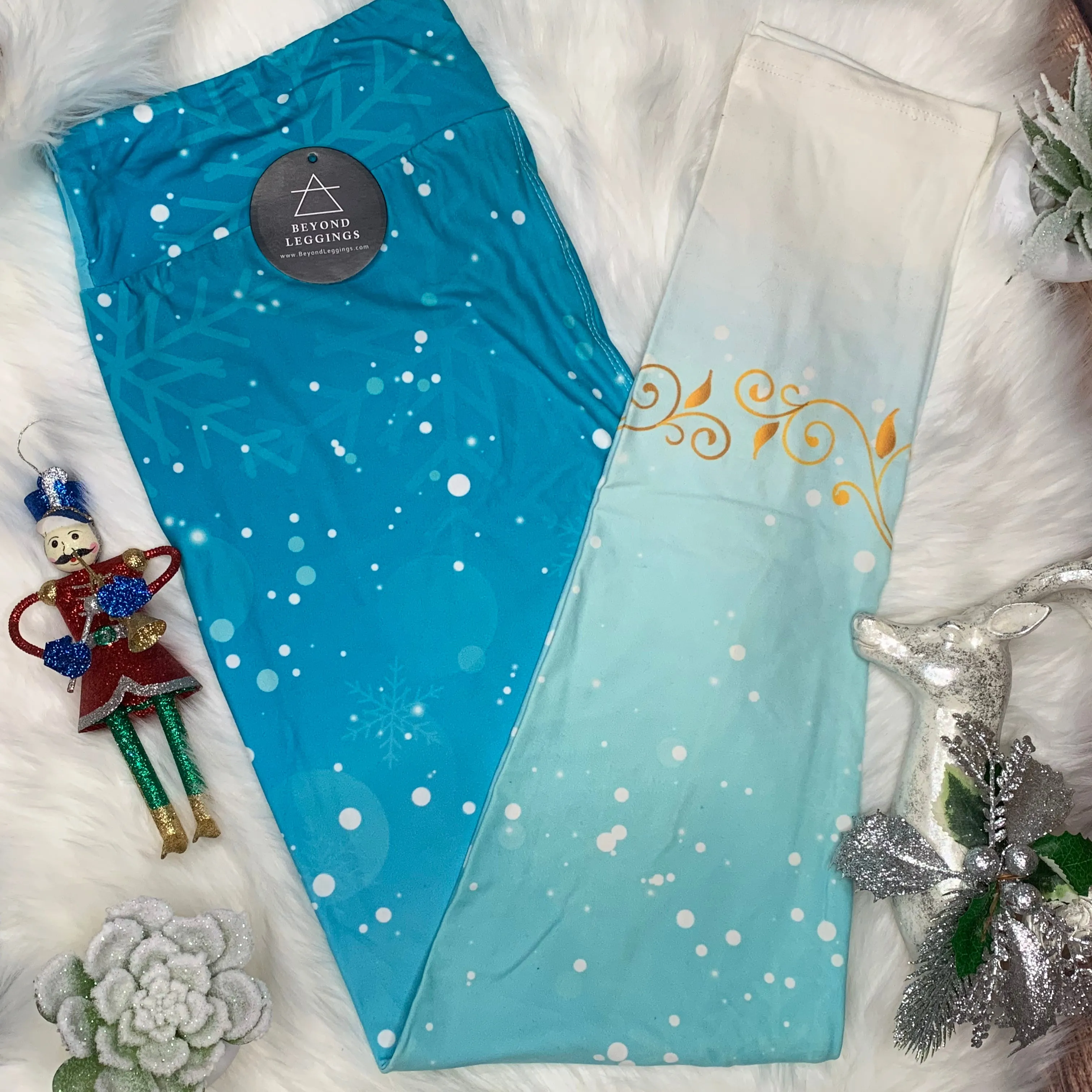 Frozen Ombre Snow Blue Soft Leggings