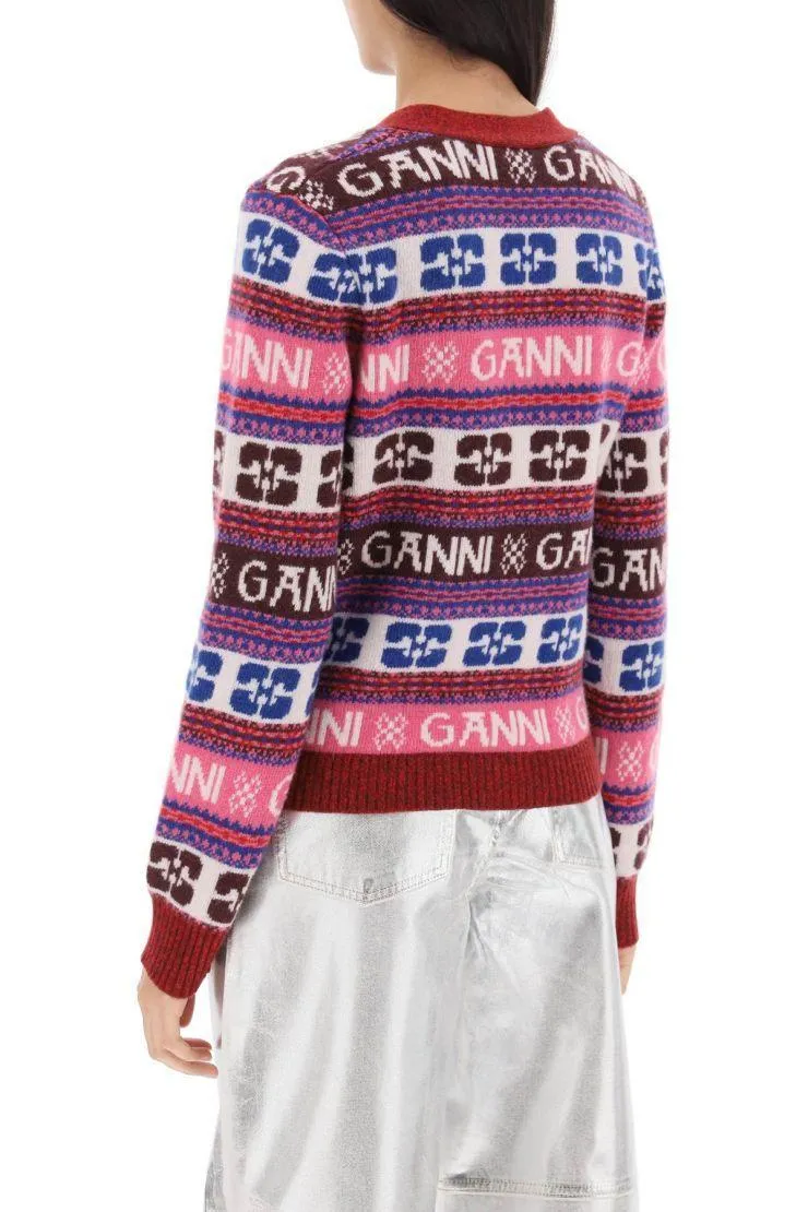 Ganni  |Casual Style Long Sleeves Elegant Style Logo Cardigans