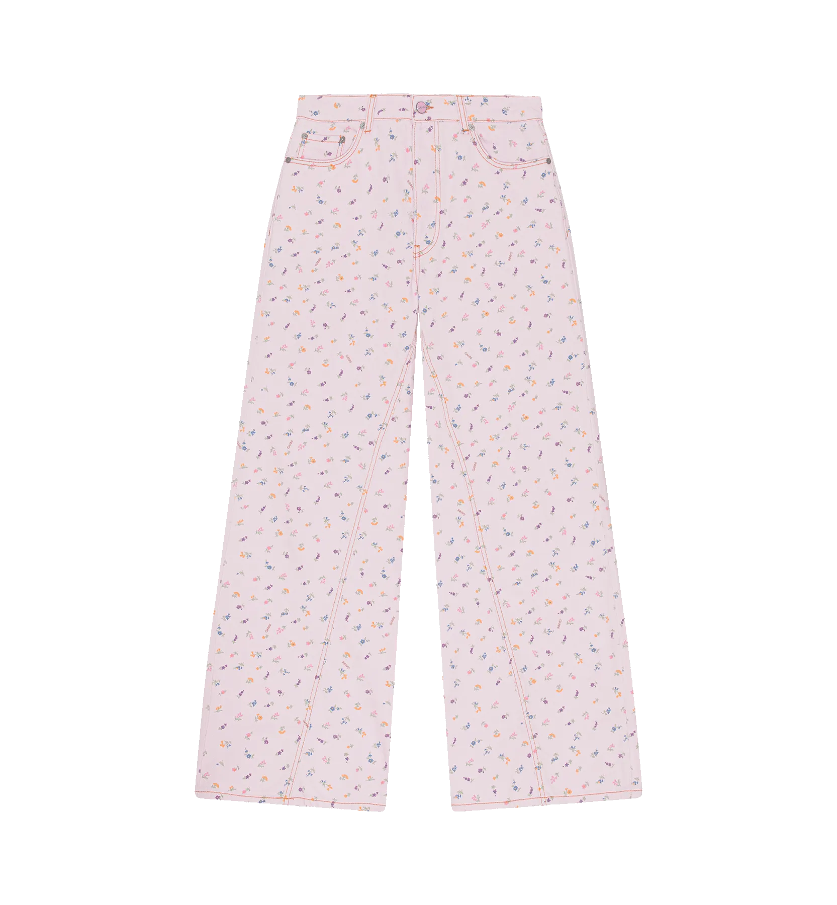 GANNI Pink Tulle Print Denim Jeans