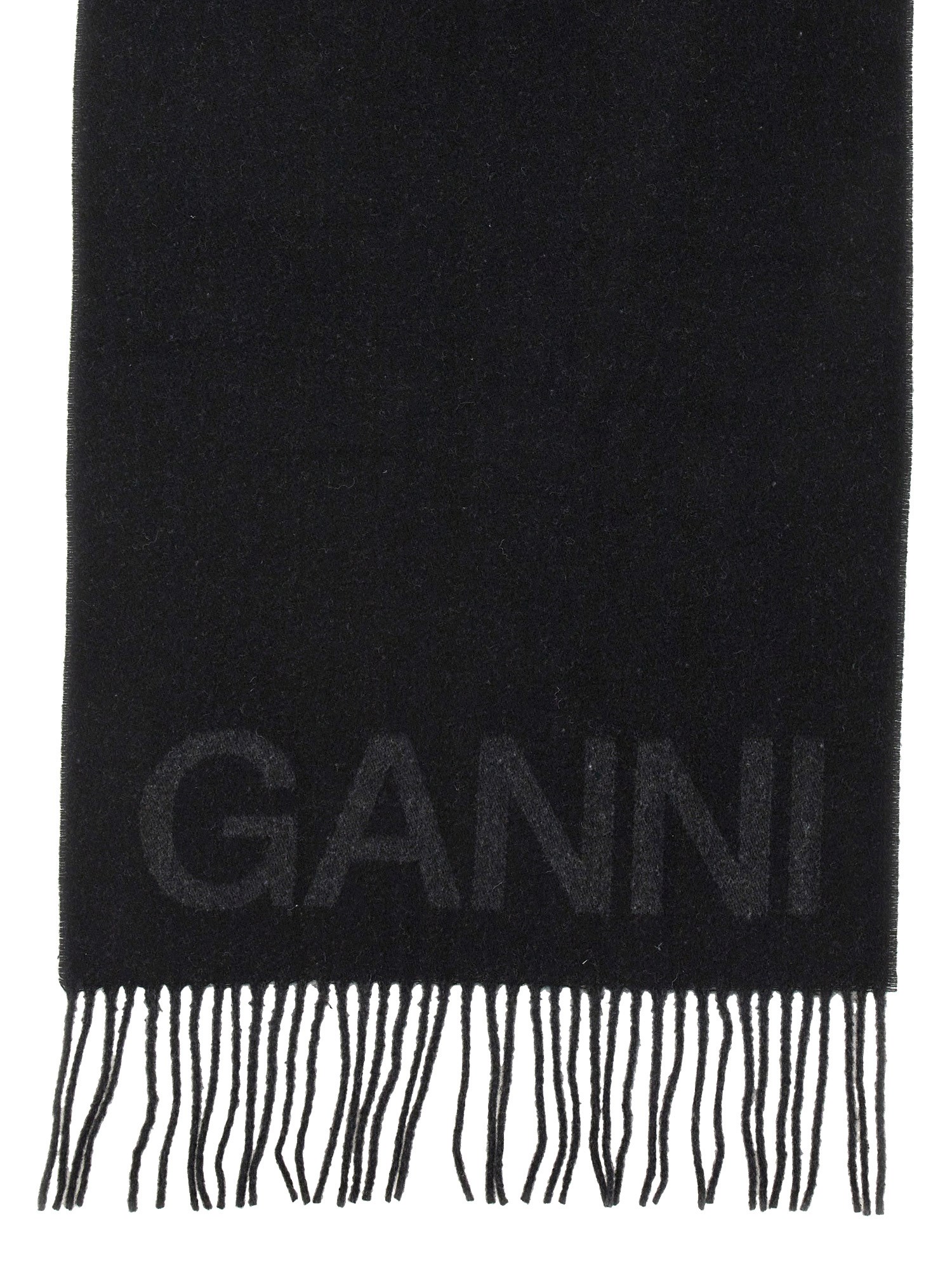 GANNI    WOOL SCARF WITH LOGO