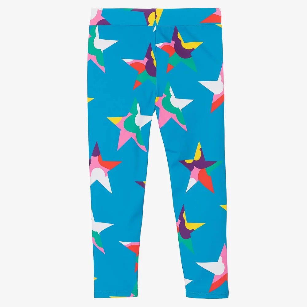 Girls Blue Star Leggings