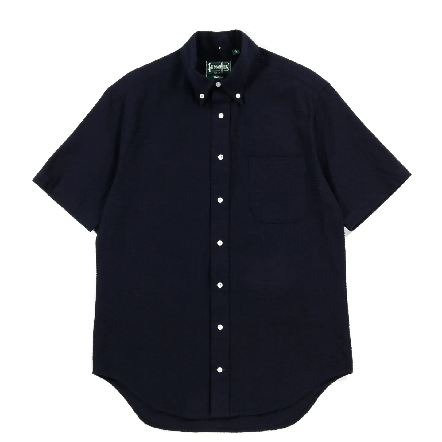 GITMAN VINTAGE SS BUTTON DOWN NAVY SEERSUCKER