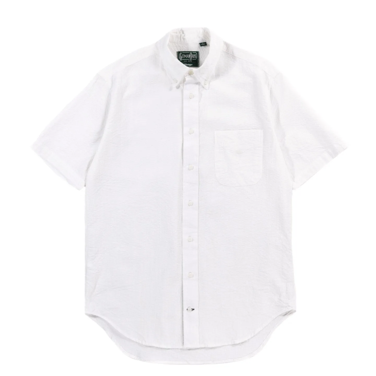 GITMAN VINTAGE SS BUTTON DOWN WHITE SEERSUCKER