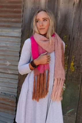 Groovy Swirl Tassel Scarf - Pink