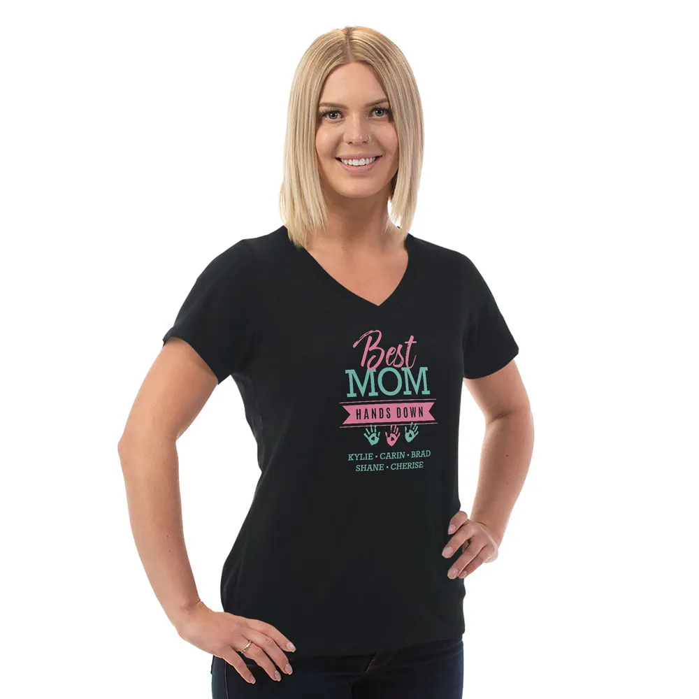 Hands Down Personalized Ladies V Neck Tee