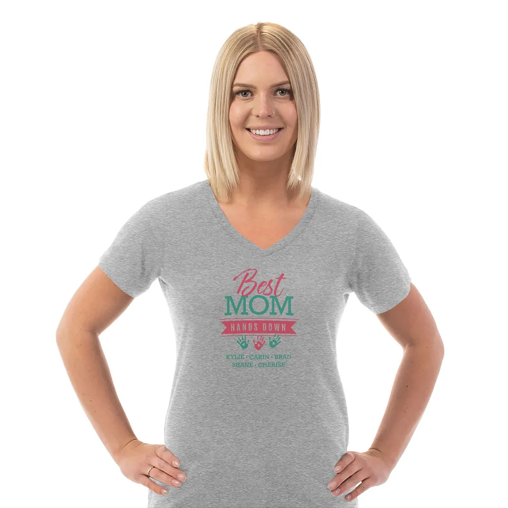 Hands Down Personalized Ladies V Neck Tee