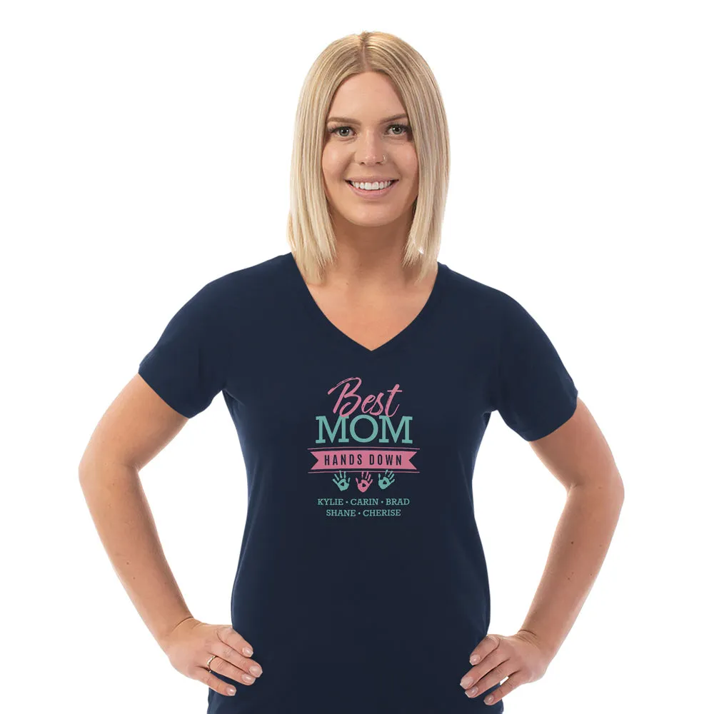 Hands Down Personalized Ladies V Neck Tee