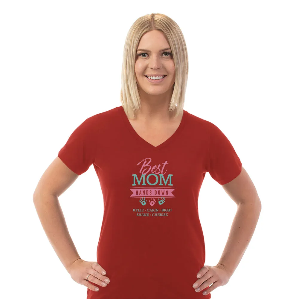 Hands Down Personalized Ladies V Neck Tee