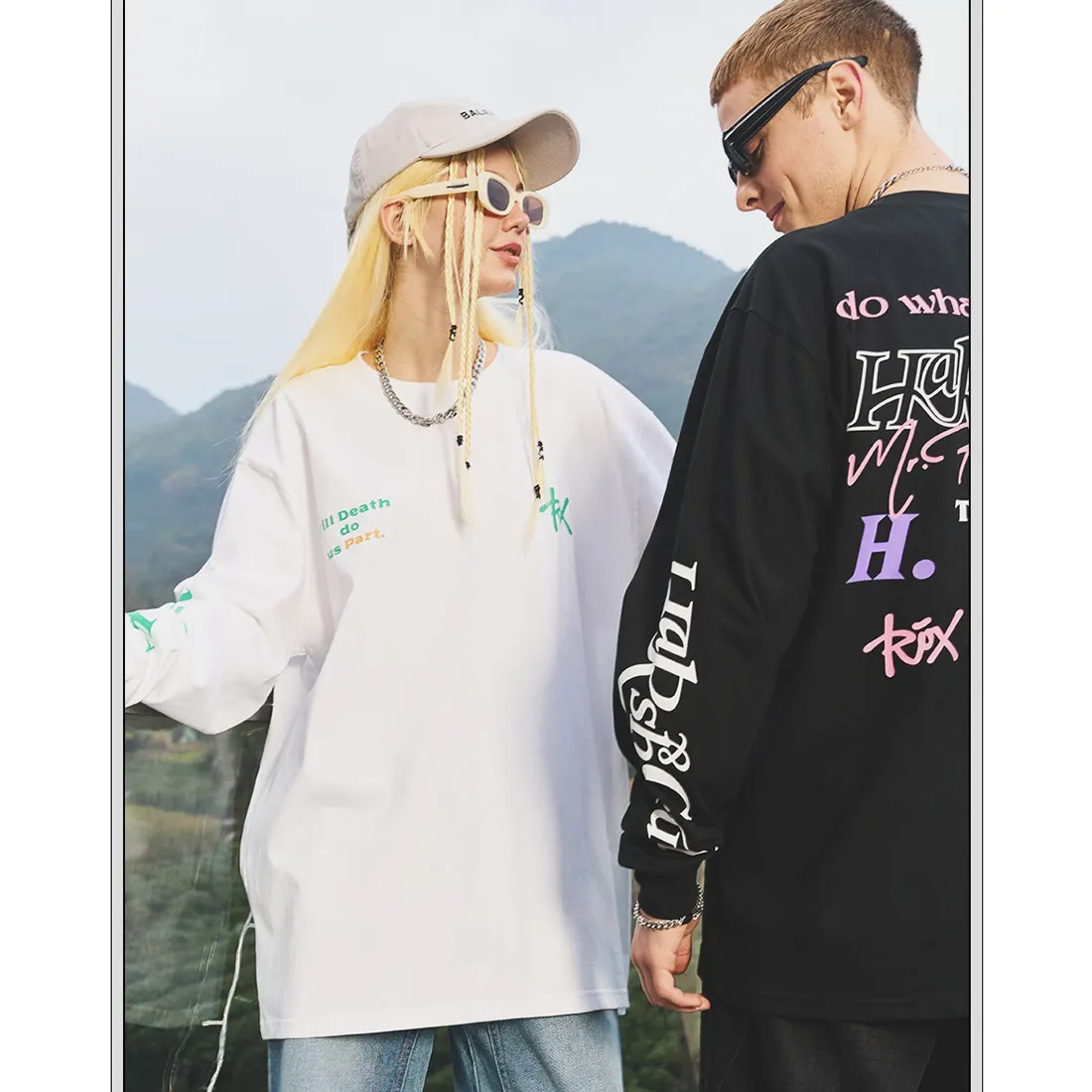 HARSH AND CRUEL  |Crew Neck Unisex Street Style Long Sleeves Cotton Oversized