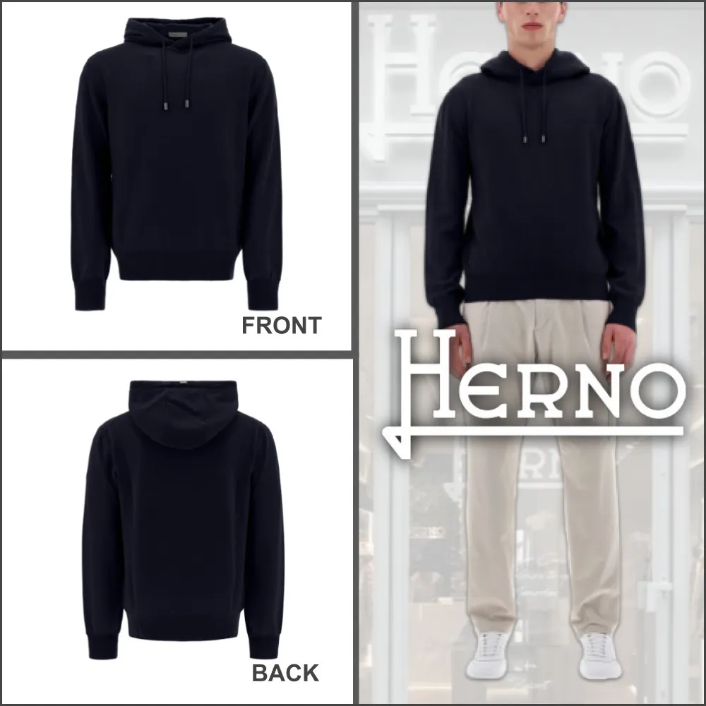 HERNO  |Pullovers Unisex Wool Long Sleeves Plain Logo Sweaters