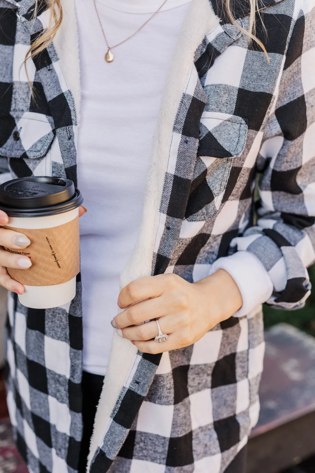 Holiday Wishes Plaid Button Down- Black & Ivory