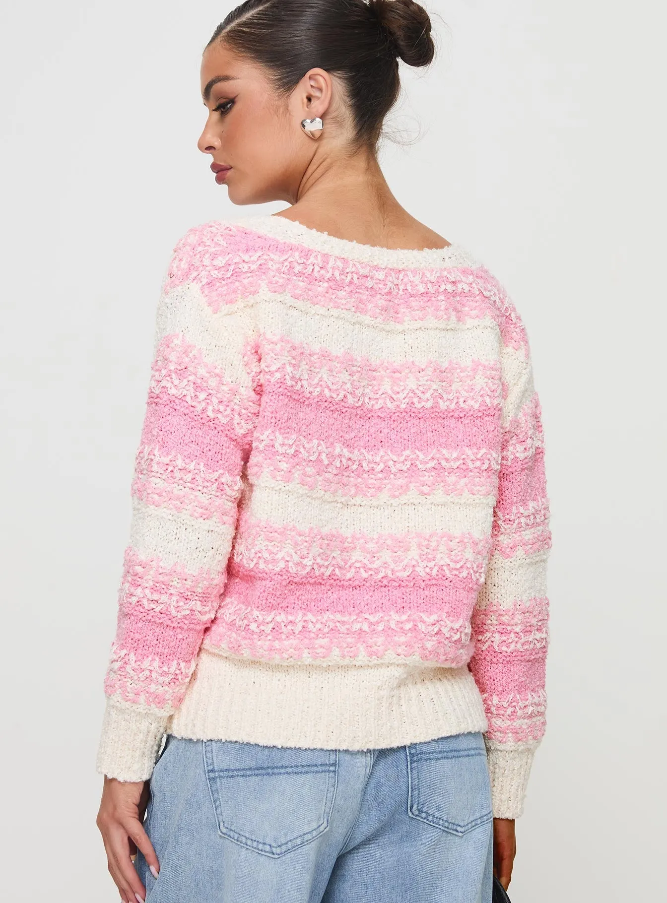 Home Alone Knit Cardigan Pink / White