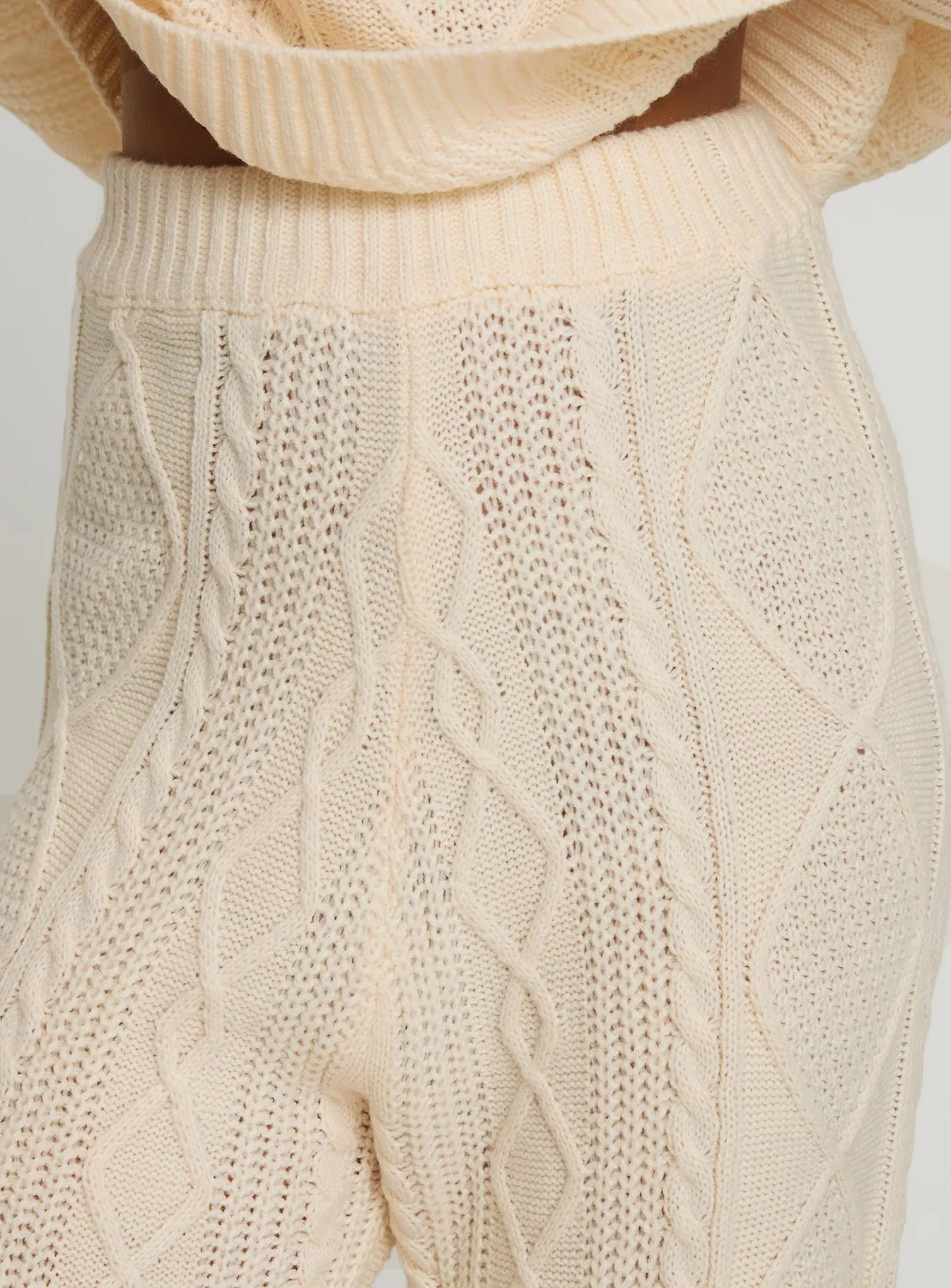 Homey Cable Knit Pants Cream