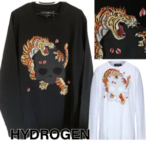 Hydrogen  |Skull Street Style U-Neck Long Sleeves Plain Cotton