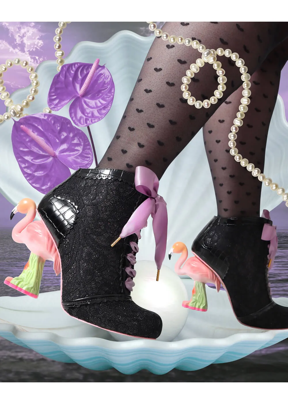 Irregular Choice Roseus Flamingo 70's Boots Black