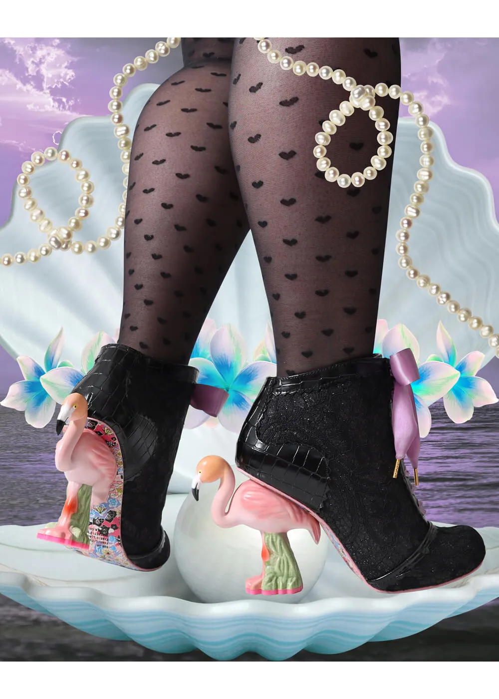 Irregular Choice Roseus Flamingo 70's Boots Black