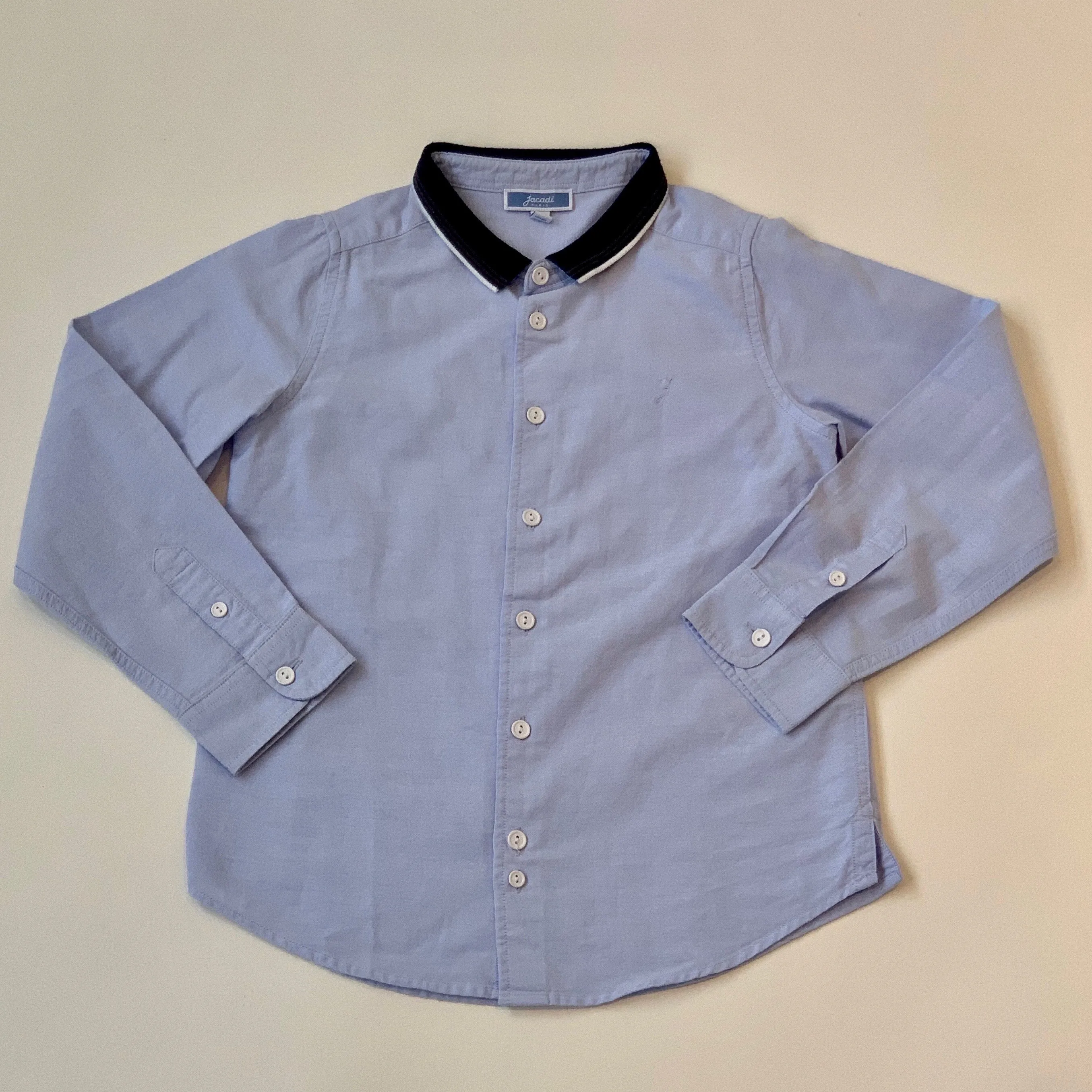 Jacadi Blue Cotton Shirt With Jersey Collar: 6 Years