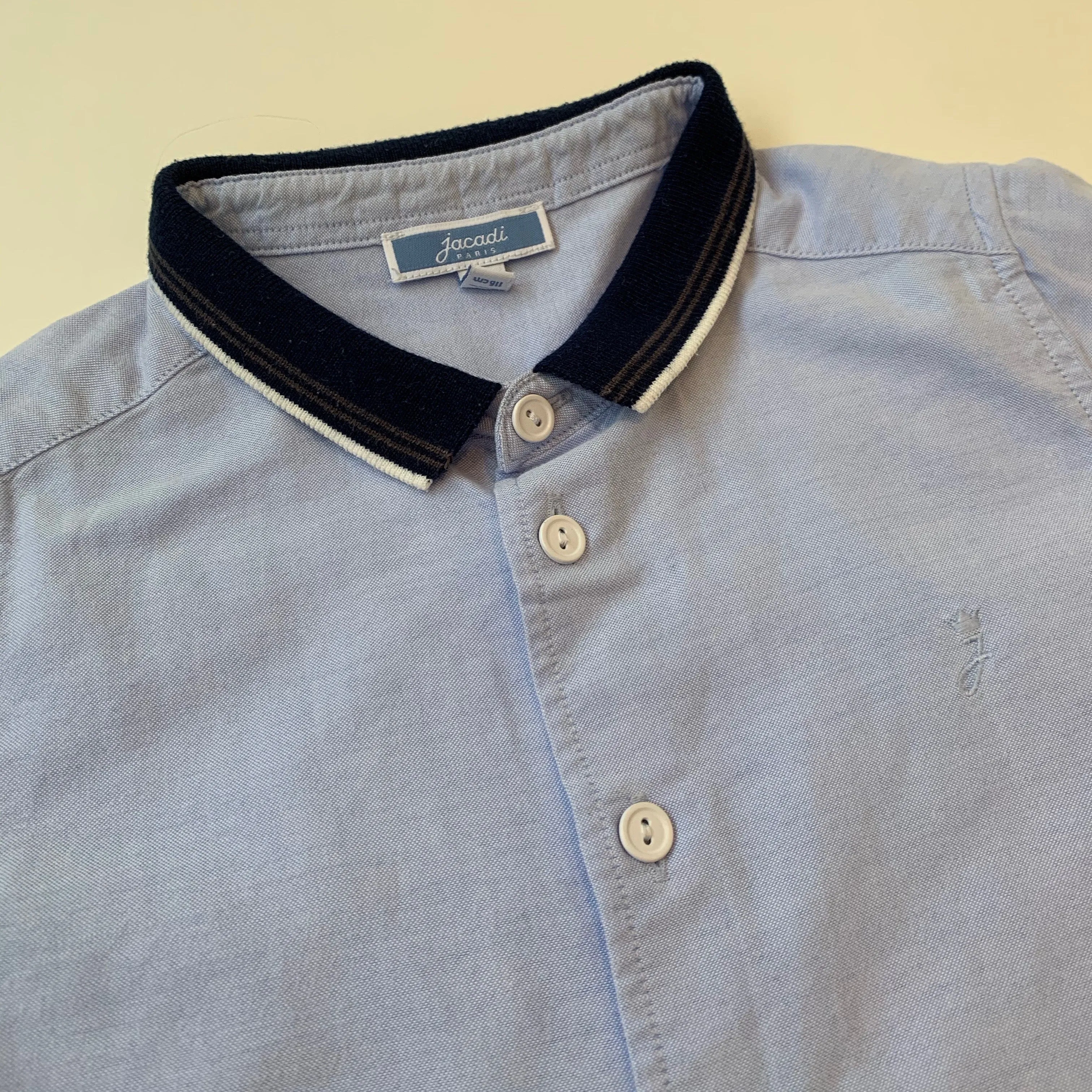 Jacadi Blue Cotton Shirt With Jersey Collar: 6 Years