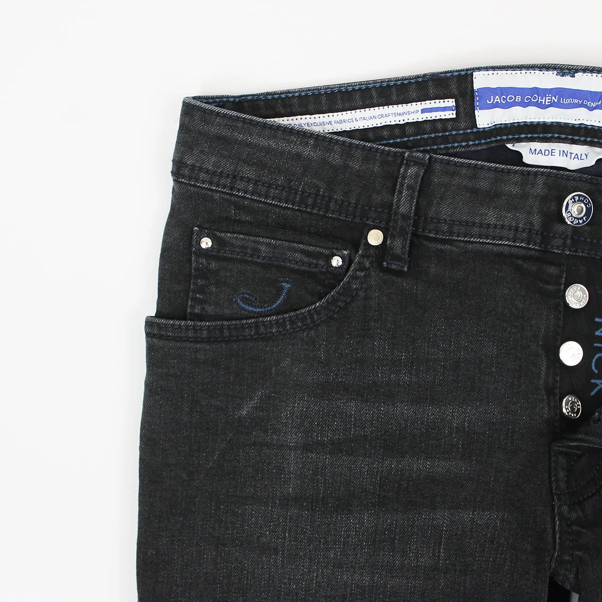 Jacob Cohen - M06 Nick Washed Black Jeans with Navy Badge