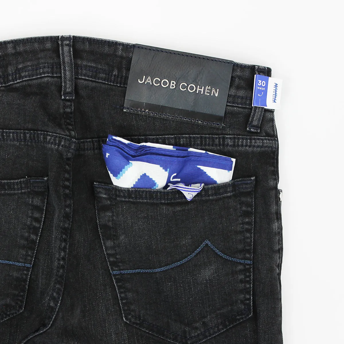 Jacob Cohen - M06 Nick Washed Black Jeans with Navy Badge