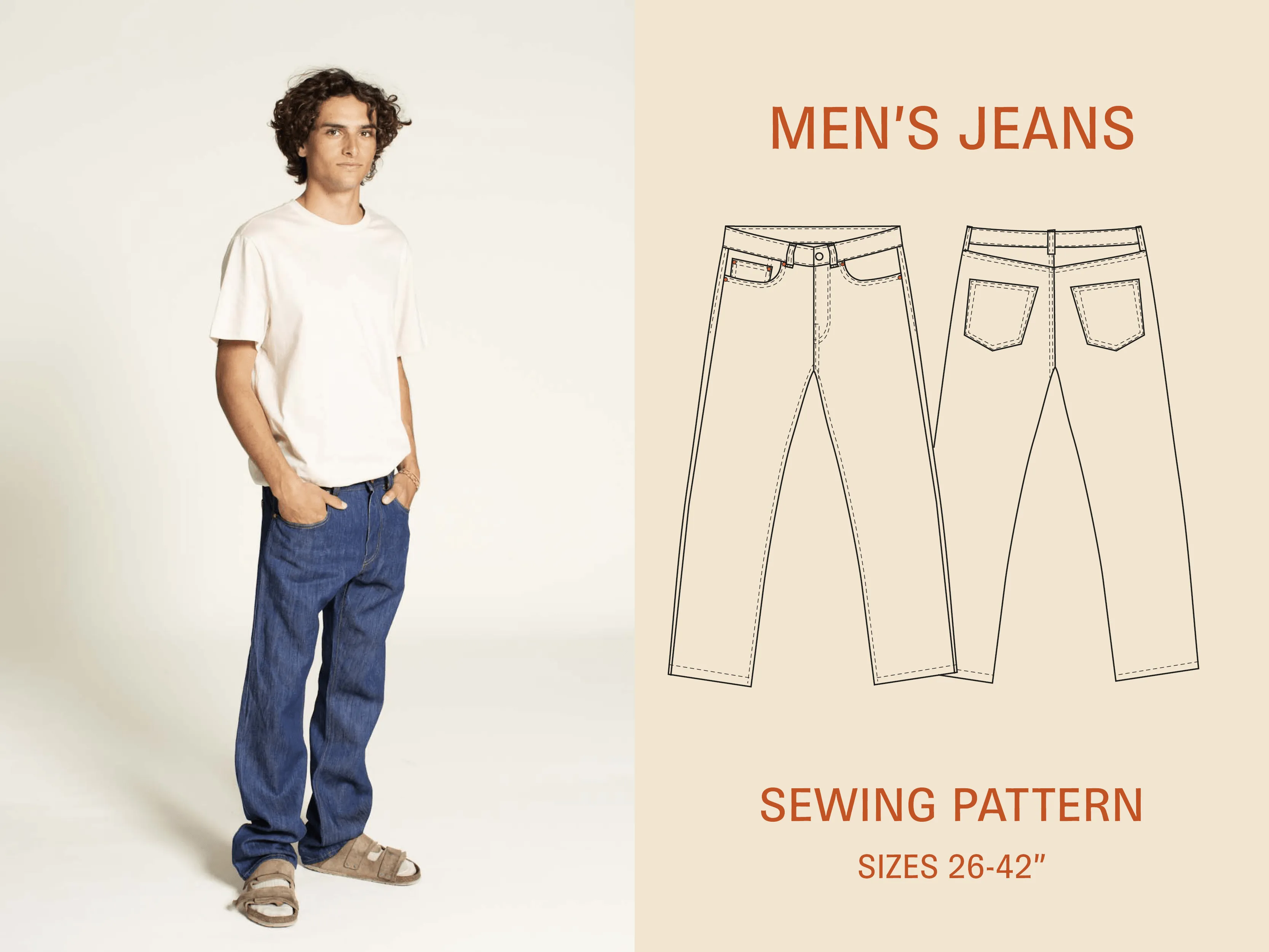 Jeans Printed Pattern - Men's Sizes 26-42