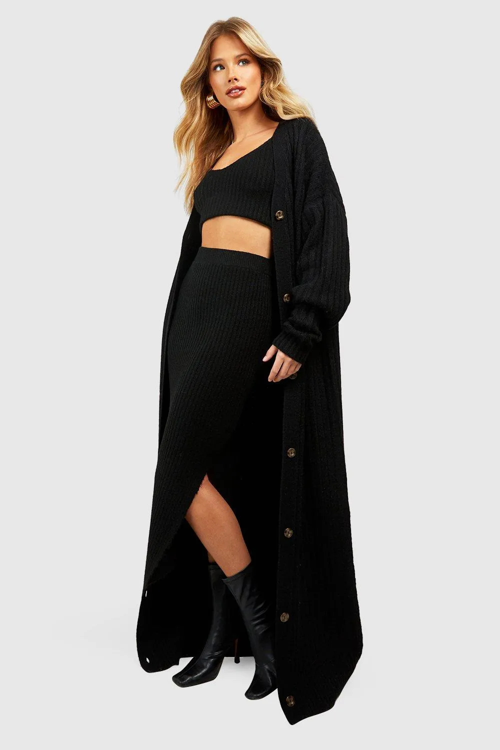 Jumpers & Cardigans | Soft Wide Rib Maxi Cardigan | boohoo